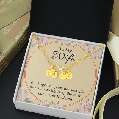 To My Wife You Brighten Up My Day Infinity Bracelet With Initial Charms - Infinity Bracelet