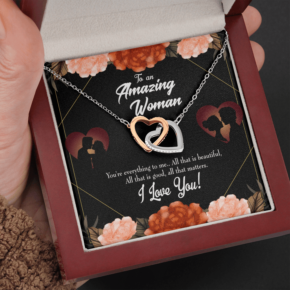 Wife Gift For Wife Birthday My Wife Love Friend Inseparable Love Pendant 18k Rose Gold Finish 16� - Interlocking Hearts Necklace