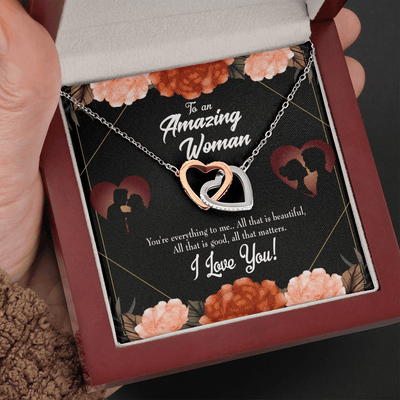 Wife Gift For Wife Birthday My Wife Love Friend Inseparable Love Pendant 18k Rose Gold Finish 16� - Interlocking Hearts Necklace