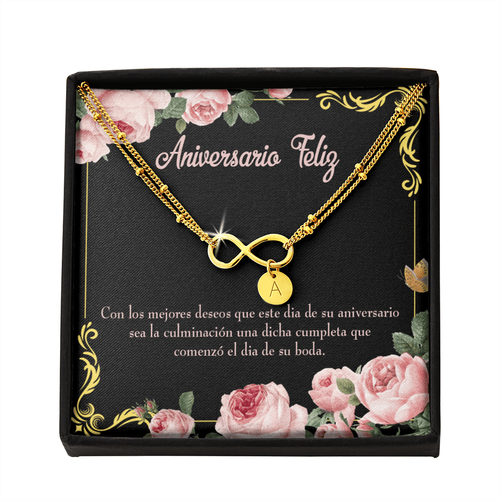 To My Wife Aniversario Feliz Infinity Bracelet With Initial Charms - Infinity Bracelet