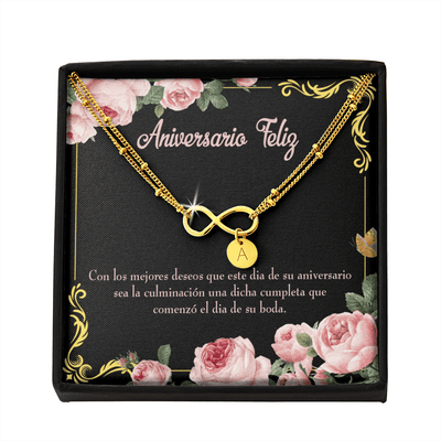 To My Wife Aniversario Feliz Infinity Bracelet With Initial Charms - Infinity Bracelet
