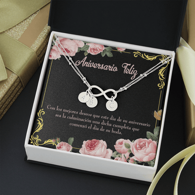 To My Wife Aniversario Feliz Infinity Bracelet With Initial Charms - Infinity Bracelet