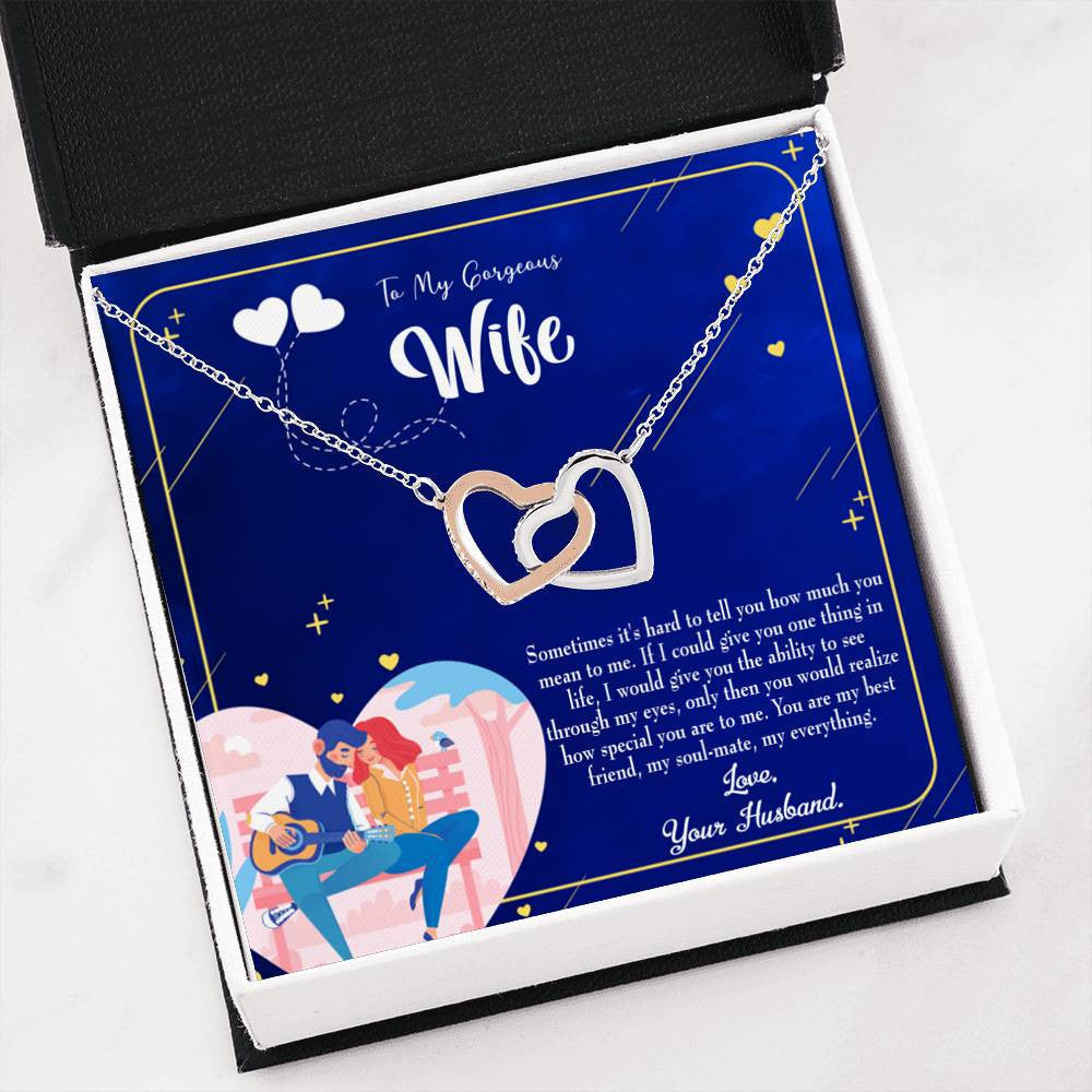 Wife Gift For Wife Birthday My Soulmate My Everything Inseparable Love Pendant 18k Rose Gold Finish 16� - Interlocking Hearts Necklace