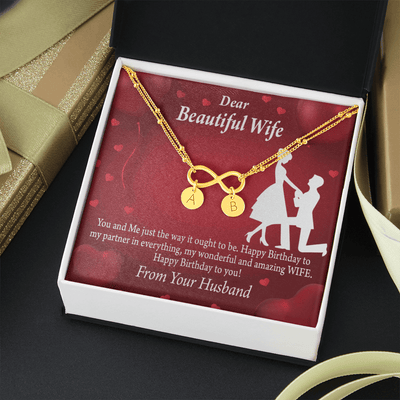 To My Wife Happy Birthday Infinity Bracelet With Initial Charms - Infinity Bracelet