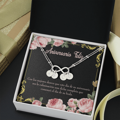 To My Wife Aniversario Feliz Infinity Bracelet With Initial Charms - Infinity Bracelet
