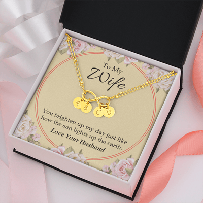 To My Wife You Brighten Up My Day Infinity Bracelet With Initial Charms - Infinity Bracelet