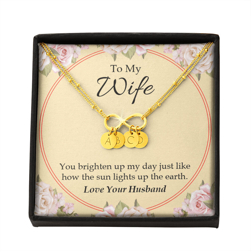 To My Wife You Brighten Up My Day Infinity Bracelet With Initial Charms - Infinity Bracelet