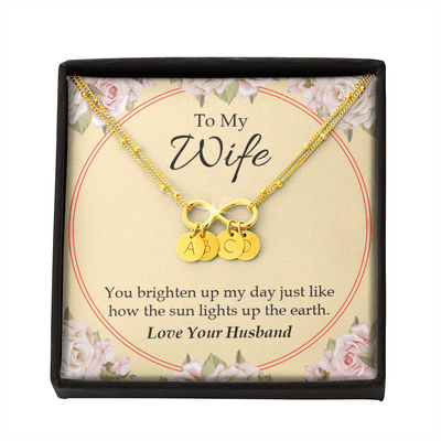 To My Wife You Brighten Up My Day Infinity Bracelet With Initial Charms - Infinity Bracelet