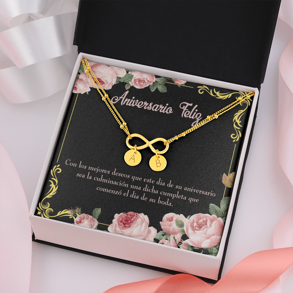 To My Wife Aniversario Feliz Infinity Bracelet With Initial Charms - Infinity Bracelet