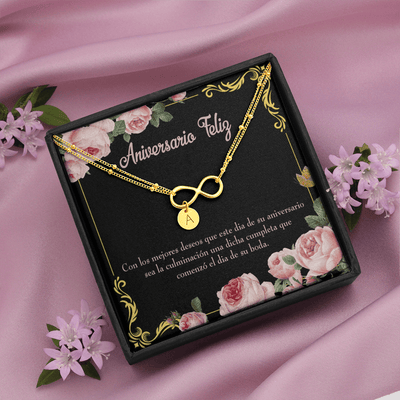 To My Wife Aniversario Feliz Infinity Bracelet With Initial Charms - Infinity Bracelet