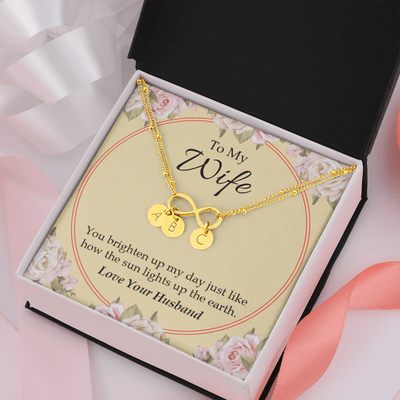 To My Wife You Brighten Up My Day Infinity Bracelet With Initial Charms - Infinity Bracelet