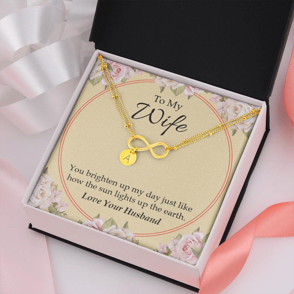 To My Wife You Brighten Up My Day Infinity Bracelet With Initial Charms - Infinity Bracelet