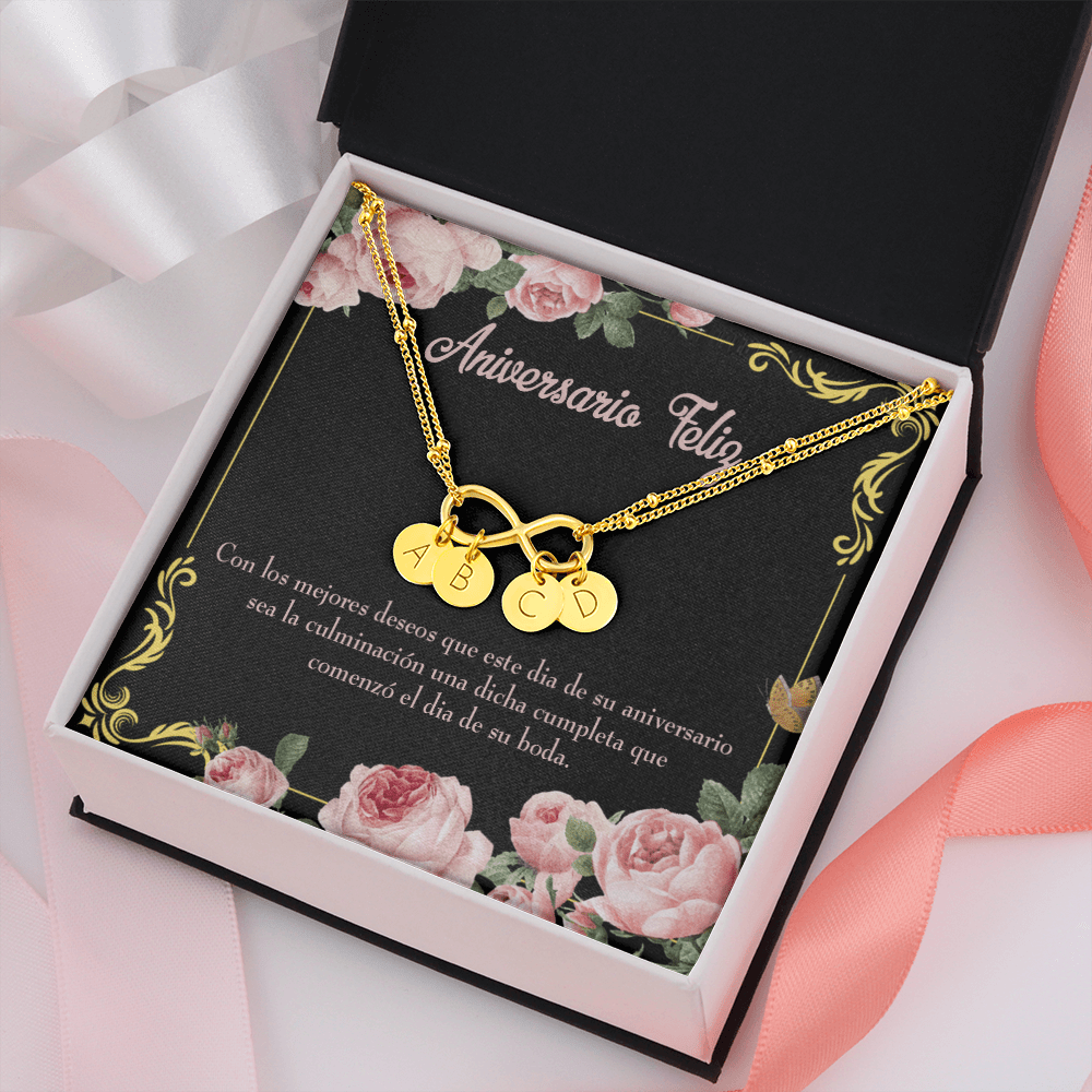 To My Wife Aniversario Feliz Infinity Bracelet With Initial Charms - Infinity Bracelet