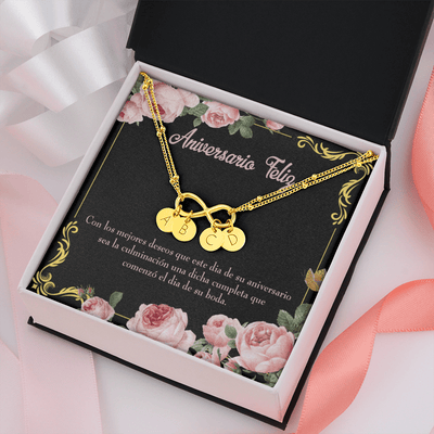 To My Wife Aniversario Feliz Infinity Bracelet With Initial Charms - Infinity Bracelet