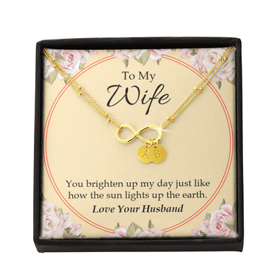 To My Wife You Brighten Up My Day Infinity Bracelet With Initial Charms - Infinity Bracelet