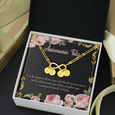 To My Wife Aniversario Feliz Infinity Bracelet With Initial Charms - Infinity Bracelet