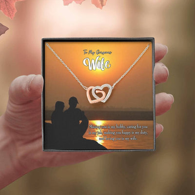 Wife Gift For Wife Birthday Missing You Inseparable Love Pendant 18k Rose Gold Finish 16� - Interlocking Hearts Necklace