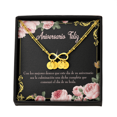 To My Wife Aniversario Feliz Infinity Bracelet With Initial Charms - Infinity Bracelet