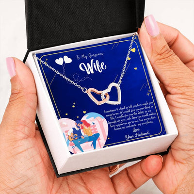 Wife Gift For Wife Birthday My Soulmate My Everything Inseparable Love Pendant 18k Rose Gold Finish 16� - Interlocking Hearts Necklace