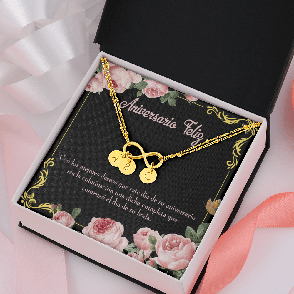To My Wife Aniversario Feliz Infinity Bracelet With Initial Charms - Infinity Bracelet