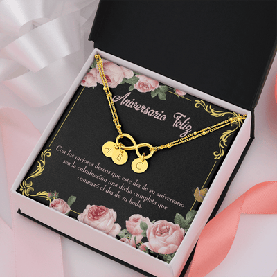 To My Wife Aniversario Feliz Infinity Bracelet With Initial Charms - Infinity Bracelet