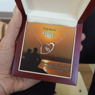 Wife Gift For Wife Birthday Missing You Inseparable Love Pendant 18k Rose Gold Finish 16� - Interlocking Hearts Necklace