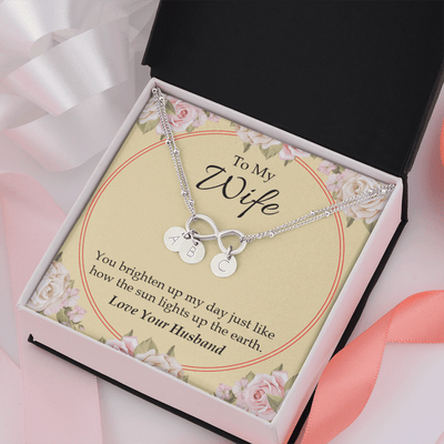 To My Wife You Brighten Up My Day Infinity Bracelet With Initial Charms - Infinity Bracelet