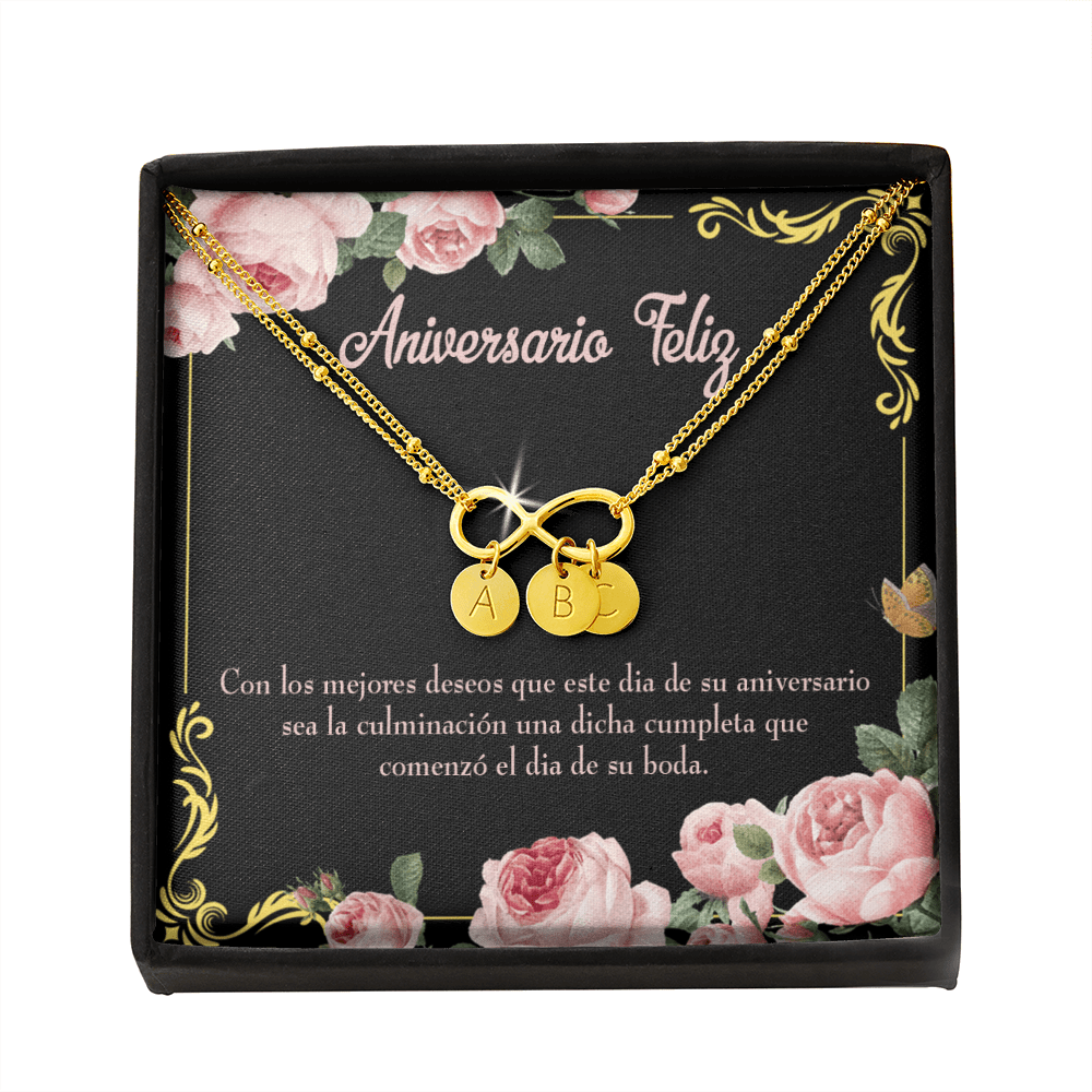 To My Wife Aniversario Feliz Infinity Bracelet With Initial Charms - Infinity Bracelet