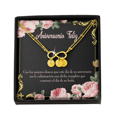 To My Wife Aniversario Feliz Infinity Bracelet With Initial Charms - Infinity Bracelet