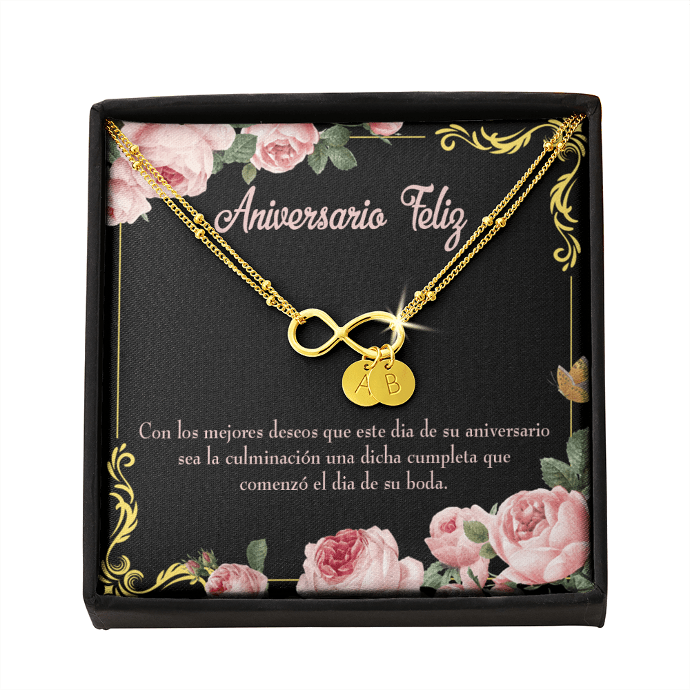 To My Wife Aniversario Feliz Infinity Bracelet With Initial Charms - Infinity Bracelet