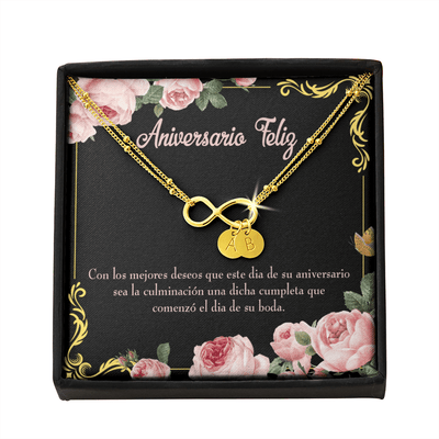 To My Wife Aniversario Feliz Infinity Bracelet With Initial Charms - Infinity Bracelet