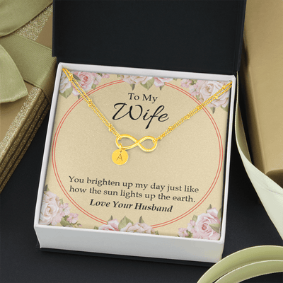 To My Wife You Brighten Up My Day Infinity Bracelet With Initial Charms - Infinity Bracelet