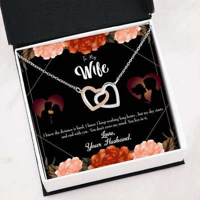 Wife Gift For Wife Birthday Live In My Mind Inseparable Love Pendant 18k Rose Gold Finish 16� - Interlocking Hearts Necklace