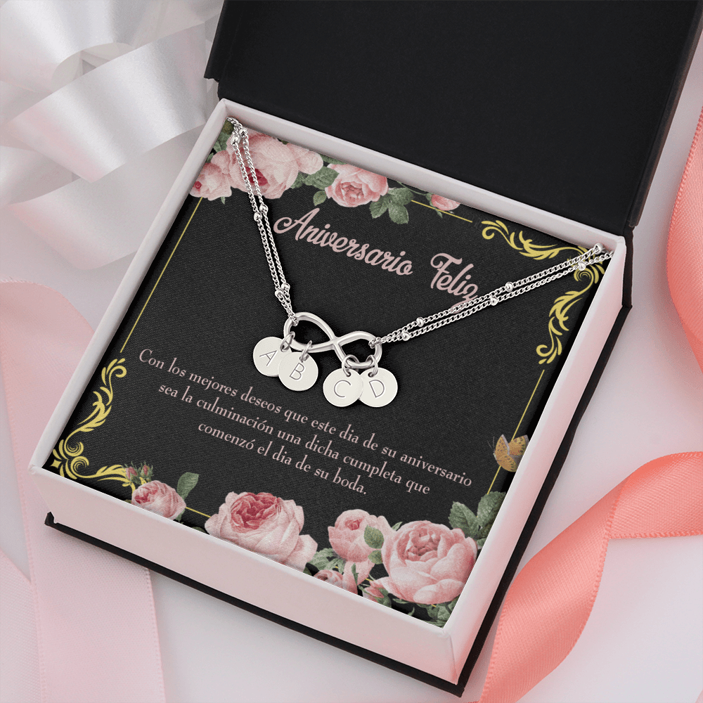 To My Wife Aniversario Feliz Infinity Bracelet With Initial Charms - Infinity Bracelet
