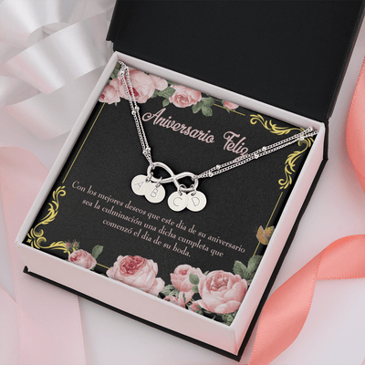 To My Wife Aniversario Feliz Infinity Bracelet With Initial Charms - Infinity Bracelet