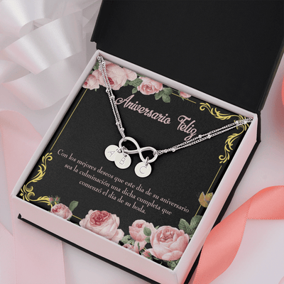 To My Wife Aniversario Feliz Infinity Bracelet With Initial Charms - Infinity Bracelet