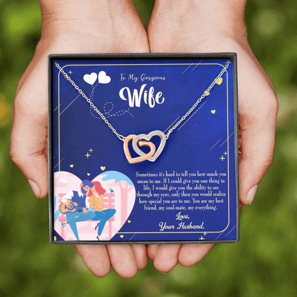 Wife Gift For Wife Birthday My Soulmate My Everything Inseparable Love Pendant 18k Rose Gold Finish 16� - Interlocking Hearts Necklace
