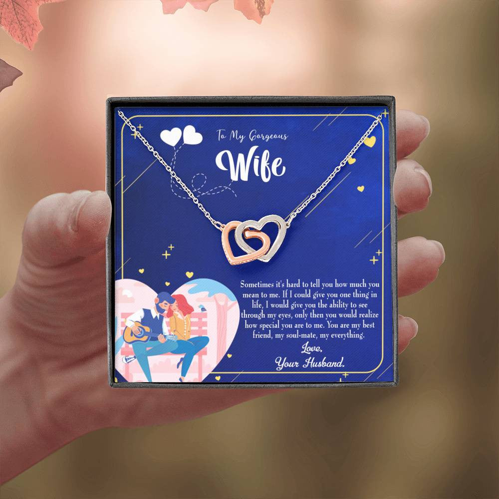 Wife Gift For Wife Birthday My Soulmate My Everything Inseparable Love Pendant 18k Rose Gold Finish 16� - Interlocking Hearts Necklace