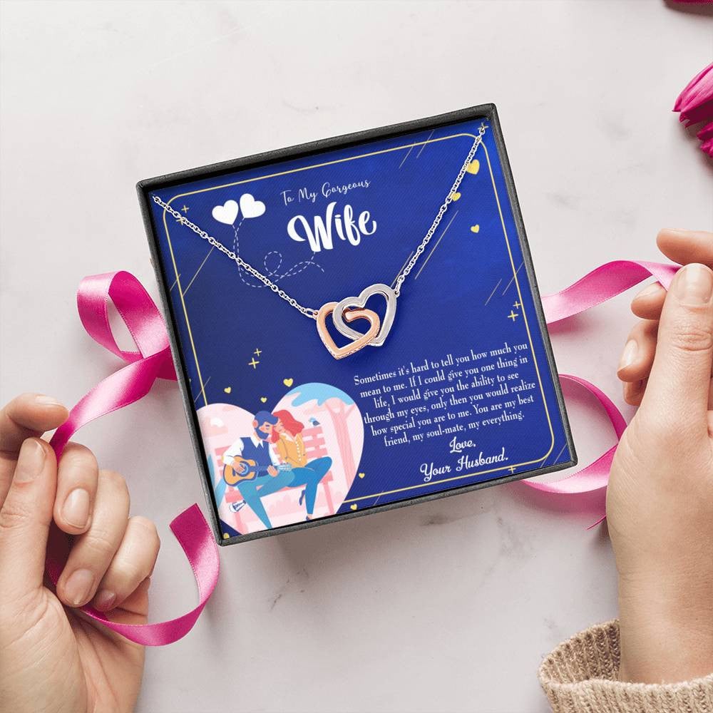 Wife Gift For Wife Birthday My Soulmate My Everything Inseparable Love Pendant 18k Rose Gold Finish 16� - Interlocking Hearts Necklace