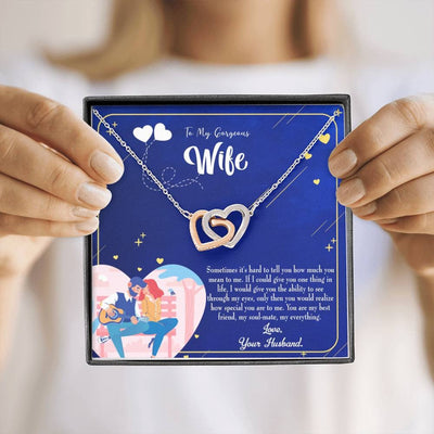 Wife Gift For Wife Birthday My Soulmate My Everything Inseparable Love Pendant 18k Rose Gold Finish 16� - Interlocking Hearts Necklace