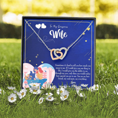 Wife Gift For Wife Birthday My Soulmate My Everything Inseparable Love Pendant 18k Rose Gold Finish 16� - Interlocking Hearts Necklace