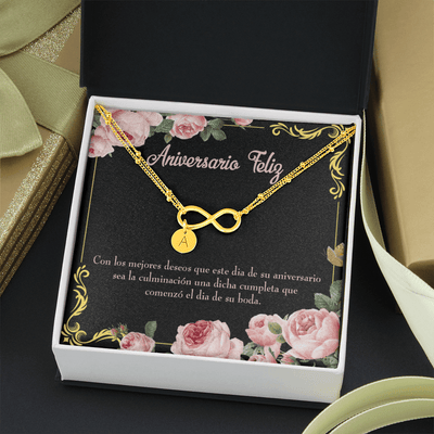 To My Wife Aniversario Feliz Infinity Bracelet With Initial Charms - Infinity Bracelet