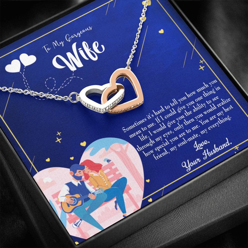 Wife Gift For Wife Birthday My Soulmate My Everything Inseparable Love Pendant 18k Rose Gold Finish 16� - Interlocking Hearts Necklace