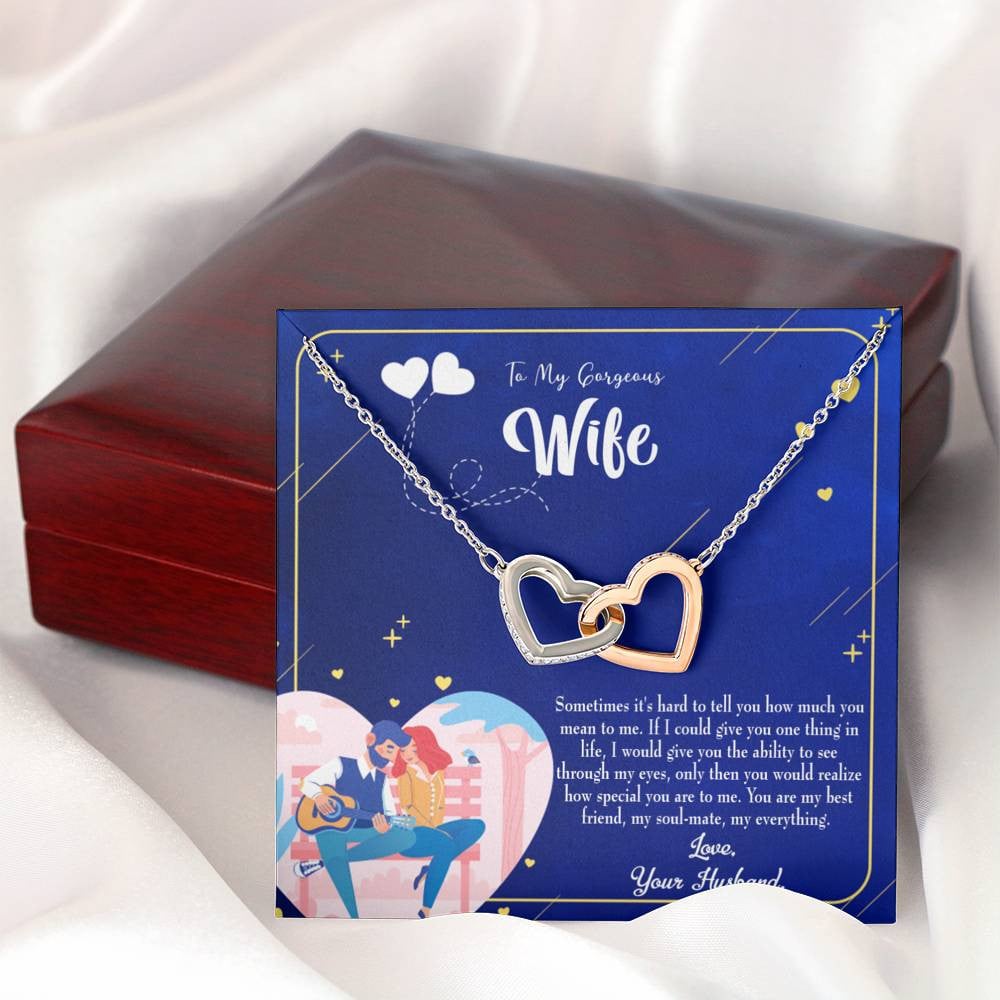 Wife Gift For Wife Birthday My Soulmate My Everything Inseparable Love Pendant 18k Rose Gold Finish 16� - Interlocking Hearts Necklace