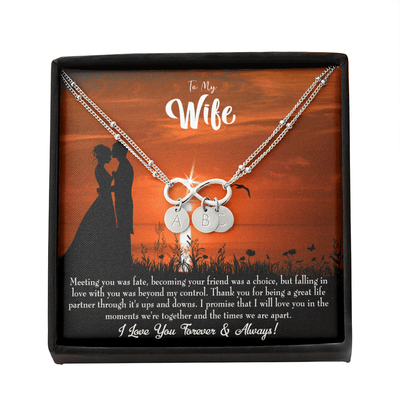To My Wife Always And Forever Infinity Bracelet With Initial Charms - Infinity Bracelet