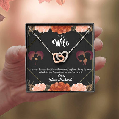 Wife Gift For Wife Birthday Live In My Mind Inseparable Love Pendant 18k Rose Gold Finish 16� - Interlocking Hearts Necklace
