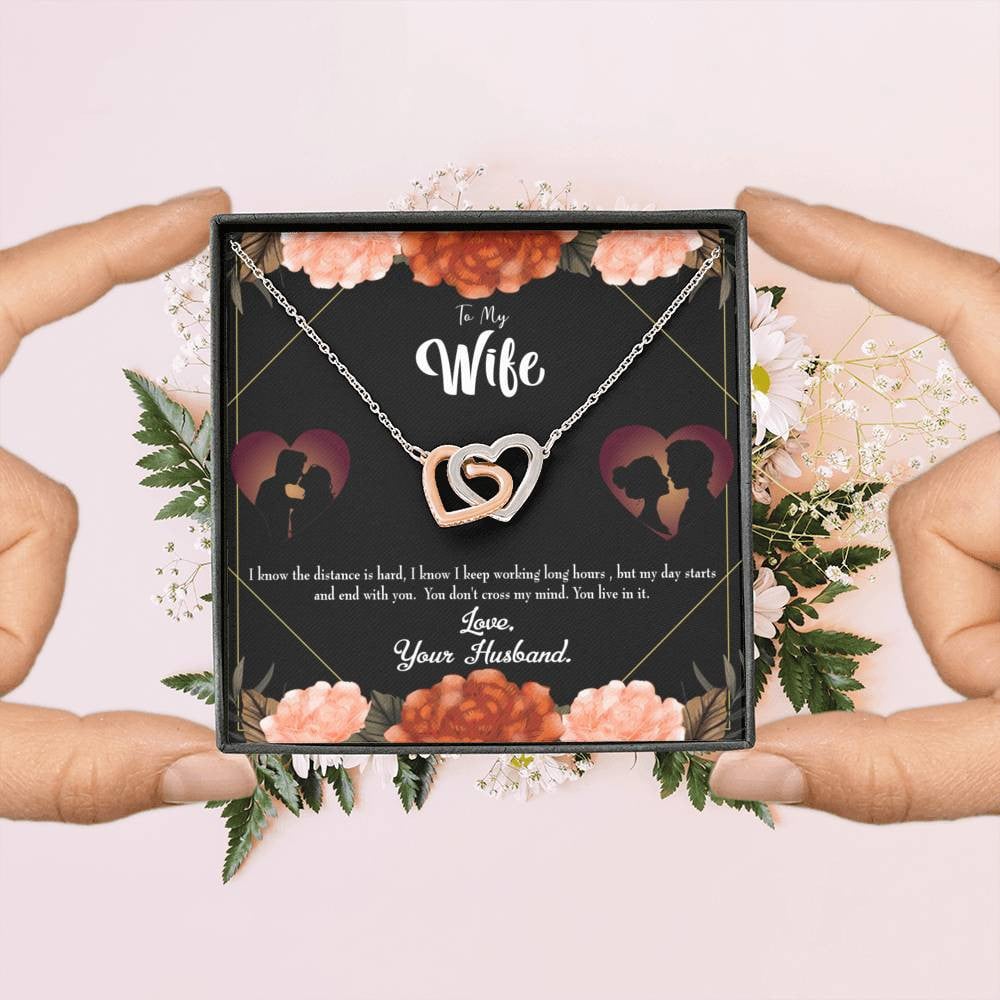 Wife Gift For Wife Birthday Live In My Mind Inseparable Love Pendant 18k Rose Gold Finish 16� - Interlocking Hearts Necklace