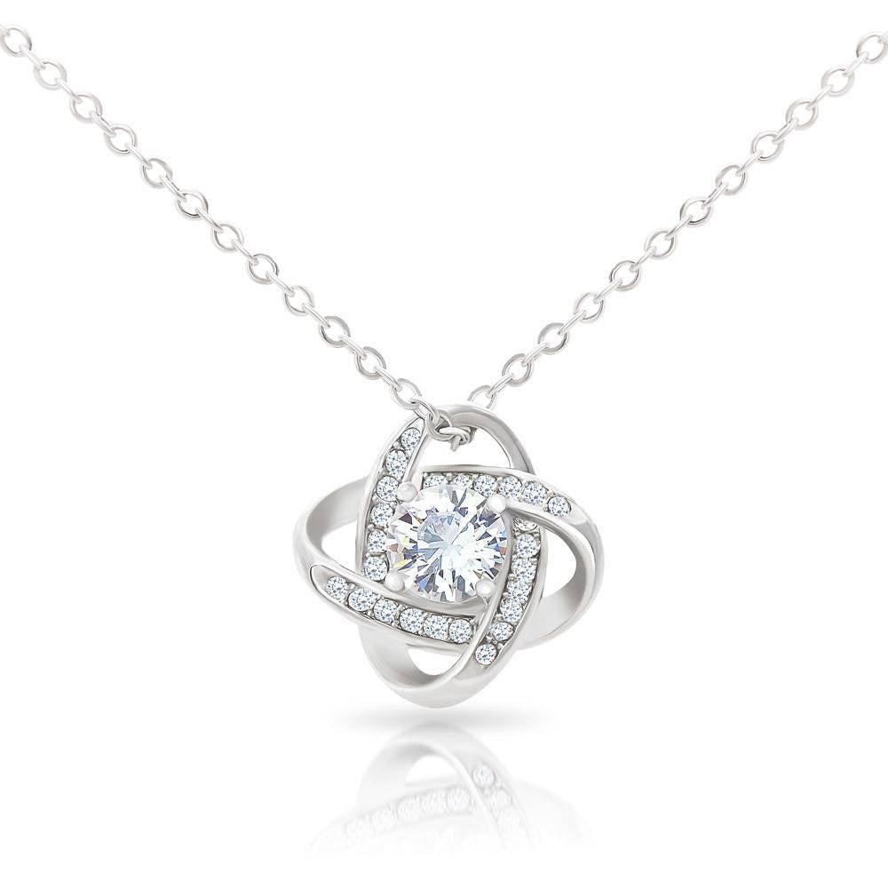 Wife Message Card To My Future Wife Merry Life Love Knot Pendant Necklace Stainless Steel W Cz Stone - Luxury Love Knot Necklace Meanful Gift Idea For Her/Him