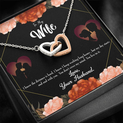 Wife Gift For Wife Birthday Live In My Mind Inseparable Love Pendant 18k Rose Gold Finish 16� - Interlocking Hearts Necklace