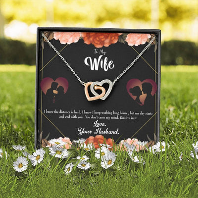 Wife Gift For Wife Birthday Live In My Mind Inseparable Love Pendant 18k Rose Gold Finish 16� - Interlocking Hearts Necklace